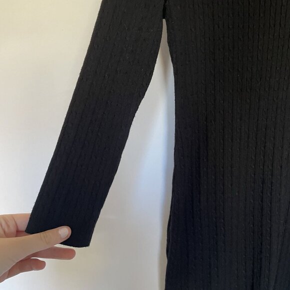 Tommy Hilfiger black knit cowl long sleeved maxi dress women's L rayon nylon - Picture 4 of 7